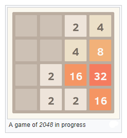 2048 gameplay (8x8 version), achieving the 131072 tile using random arrows  